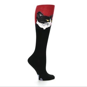 Red Cat Portrait Knee High Socks by Socksmith